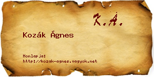 Kozák Ágnes névjegykártya